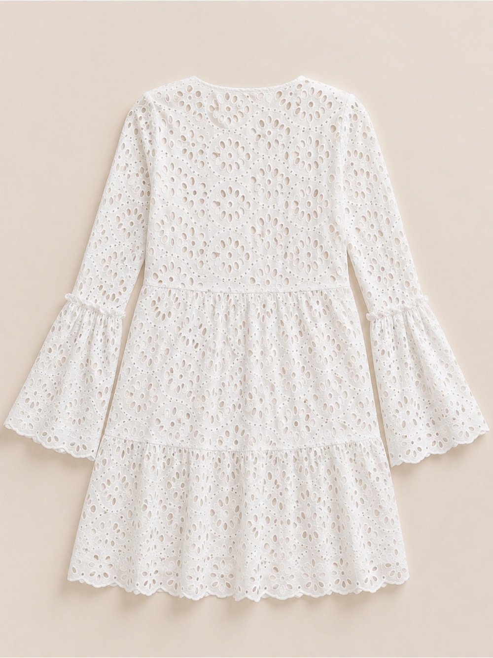 Sundance Yuki Eyelet Lace Dress White & Blue Boho Mini Size XS - Picture 4 of 4